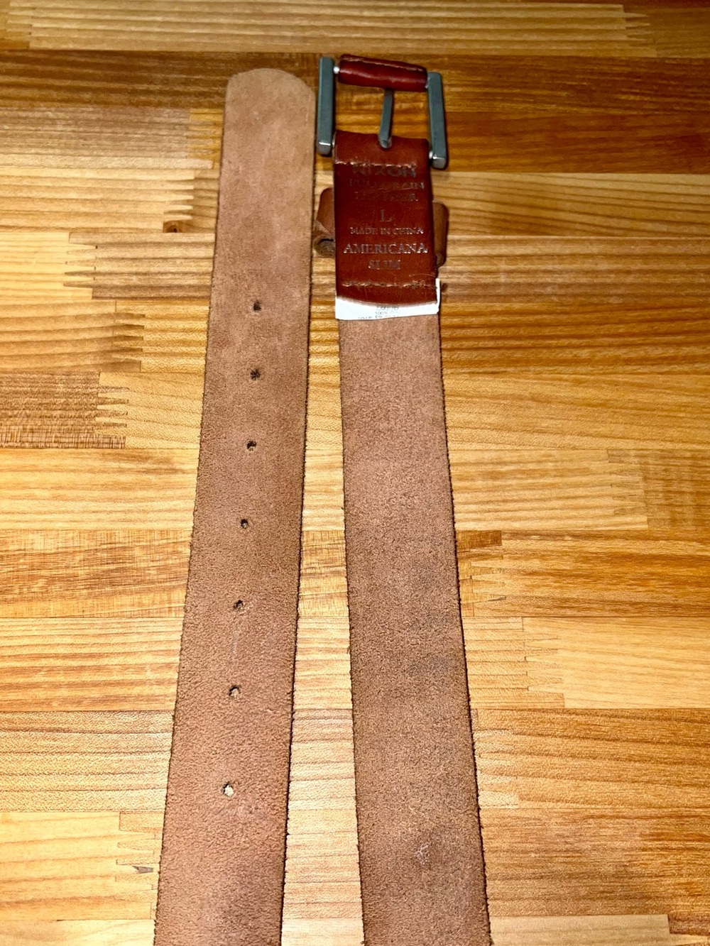 🤎Nixon Americana Slim Brown Leather Belt w Silver Buckle • Unisex - Picture 3 of 5